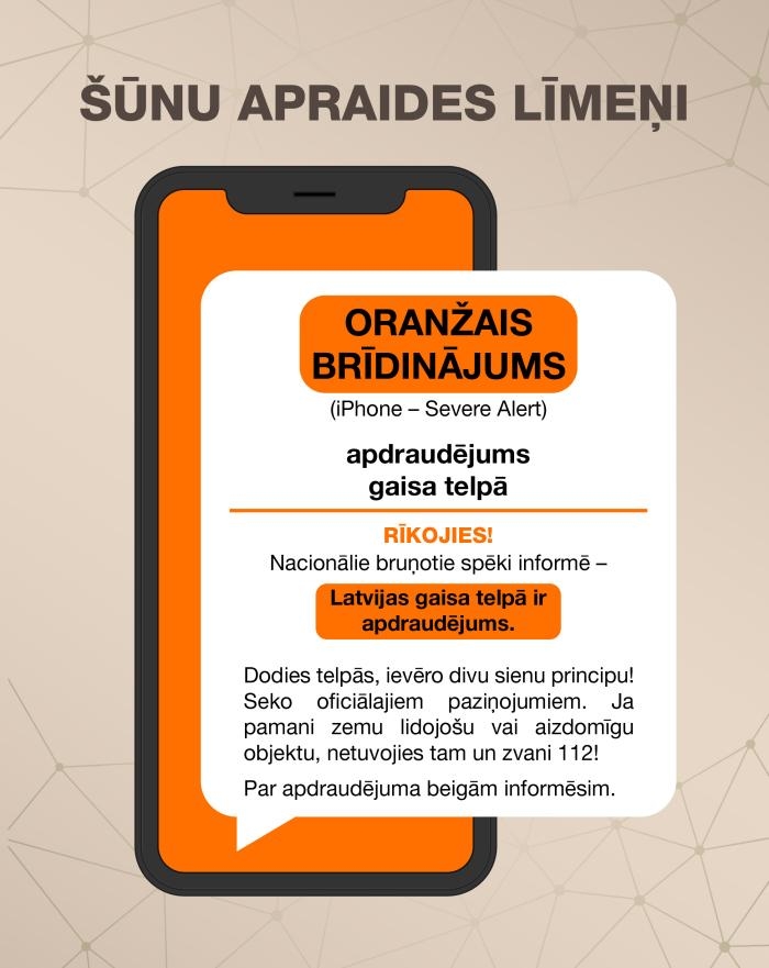 Šūnu apraides paziņojums - Oranžais brīdinājums