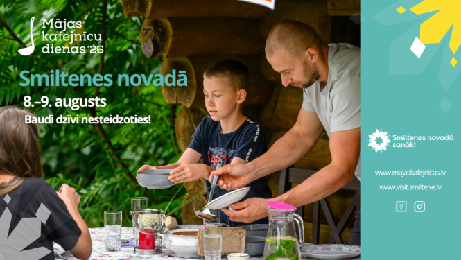 informatīvs baneris – māju kafejnīcas smiltenes novadā 
