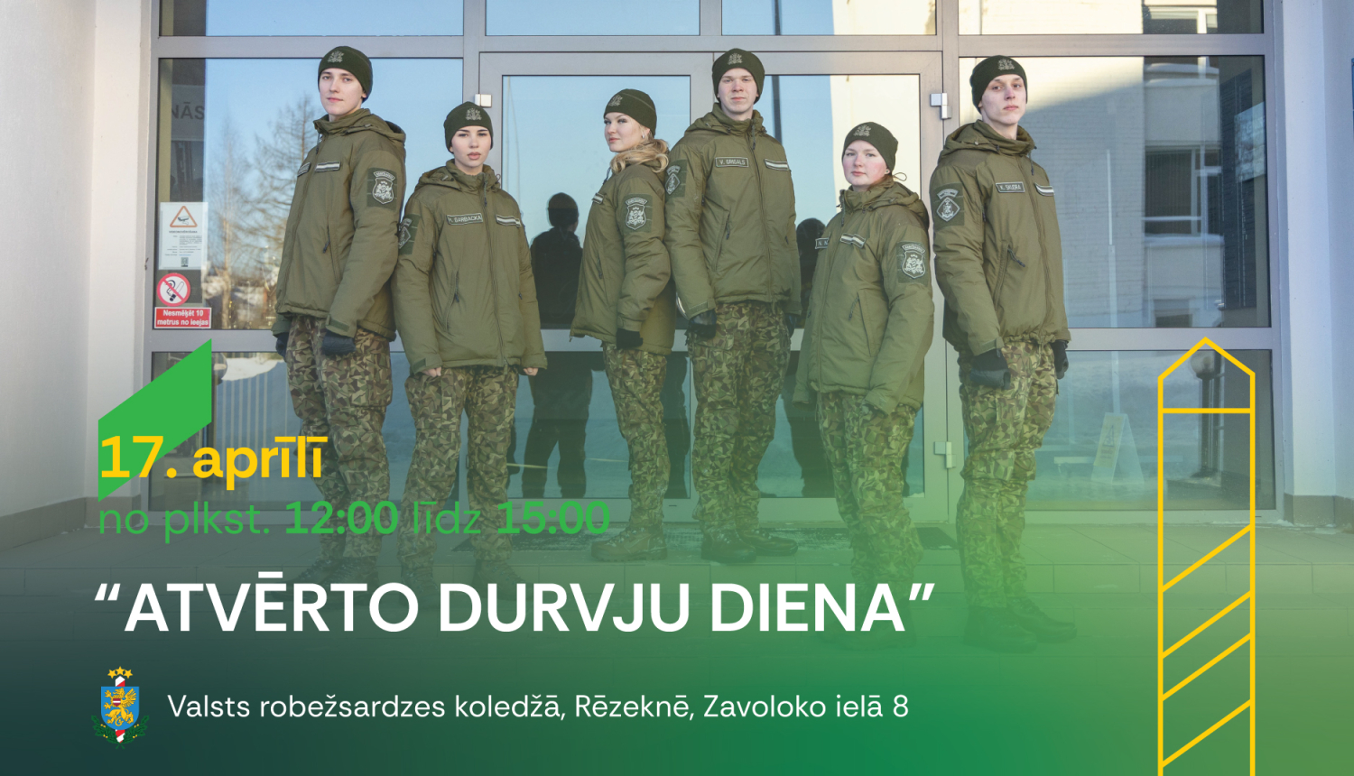 baneris ar uzrakstu atvērto durvju diena robežsardzes koledžā