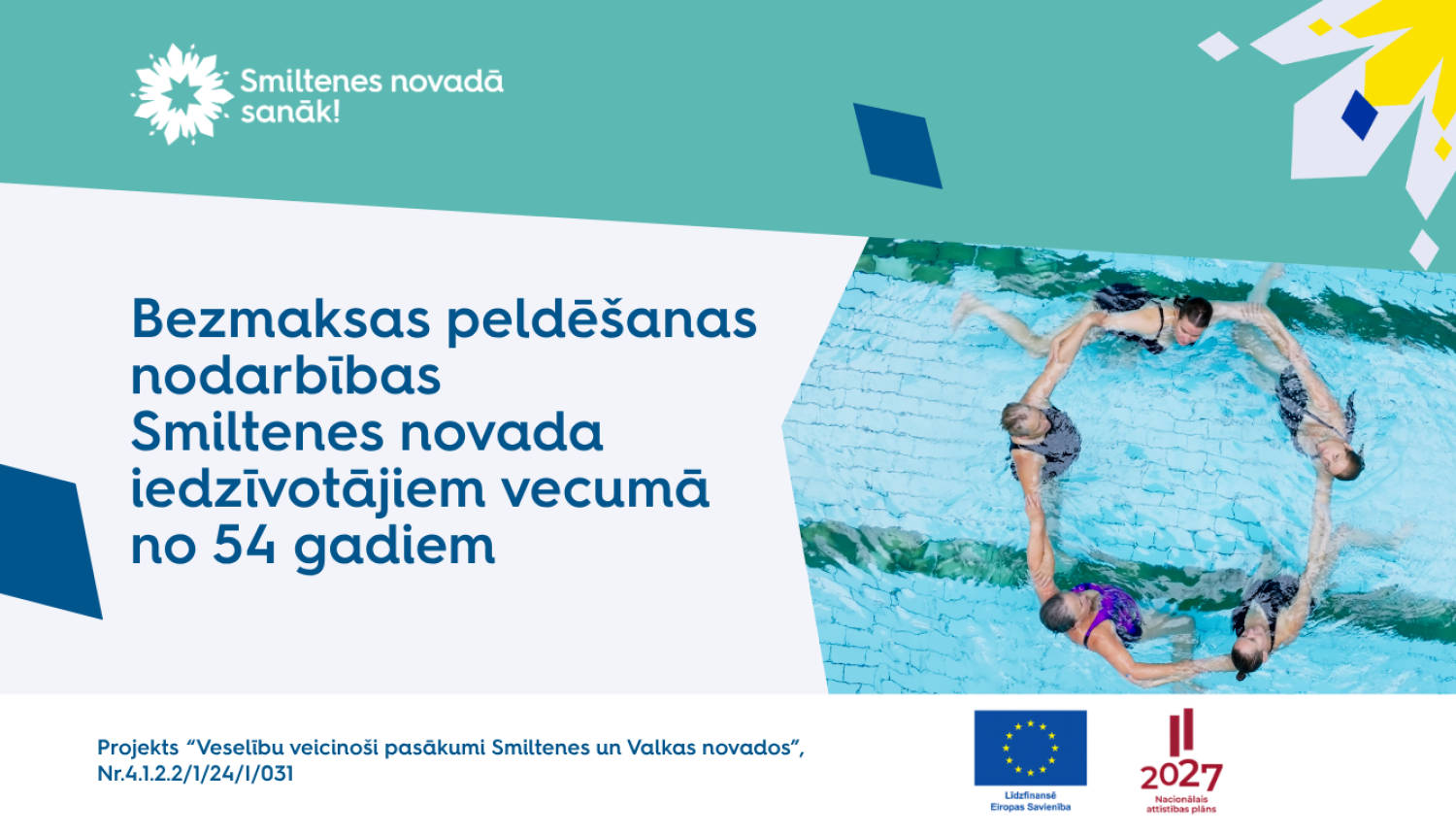 Bezmaksas peldēšanas nodarbības Smiltenes novada iedzīvotājiem