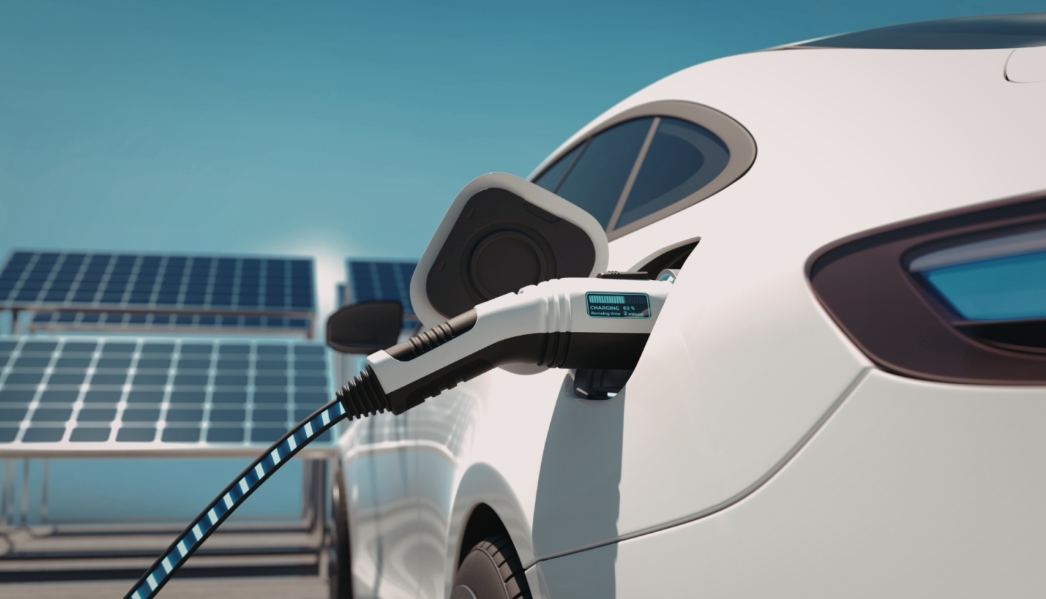 attēls ar elektro auto kurš lādējas 