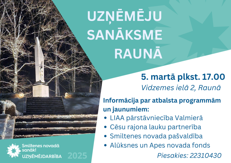 Uzņēmēju sanāksmes Raunā afiša