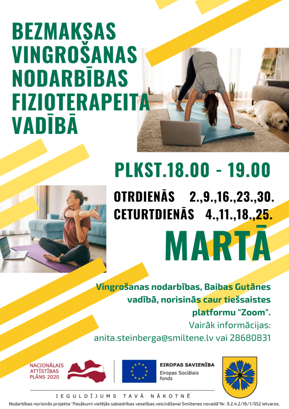 Bezmaksas vingrošanas nodarbības “ZOOM” platformā