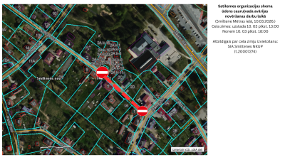 kartes shēma ar satiksmes izmaiņām