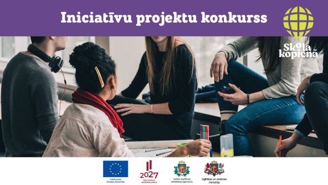 foto ar projekta logo un attēlu kur redzami bērni sarunājamies