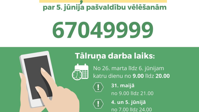 Darbu sācis CVK uzziņu tālrunis par 5. jūnija pašvaldību vēlēšanām