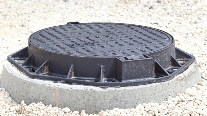 foto ar notekūdeņu akas vāku