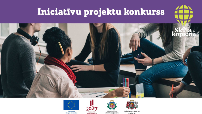 foto ar projekta logo un attēlu kur redzami bērni sarunājamies
