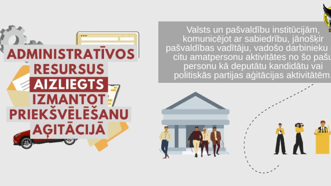 KNAB atgādina: administratīvo resursu izmantošana priekšvēlēšanu aģitācijā ir aizliegta