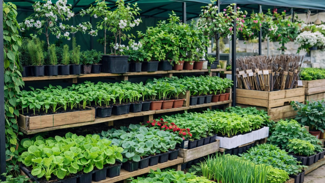 foto ar stādu kastītēm plauktos