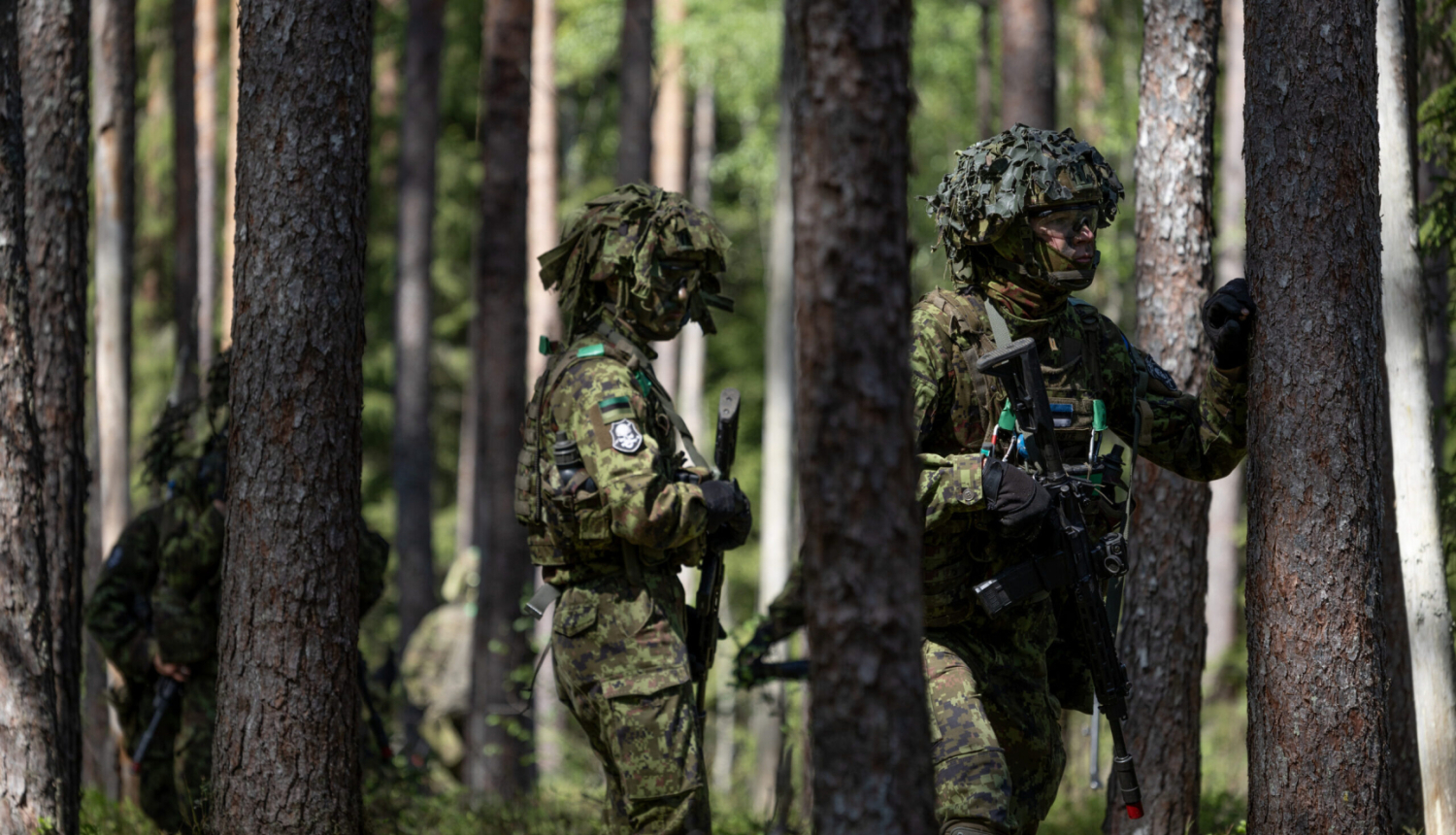 foto ar armijniekiem kamuflāžas tērpos meža pie koka 