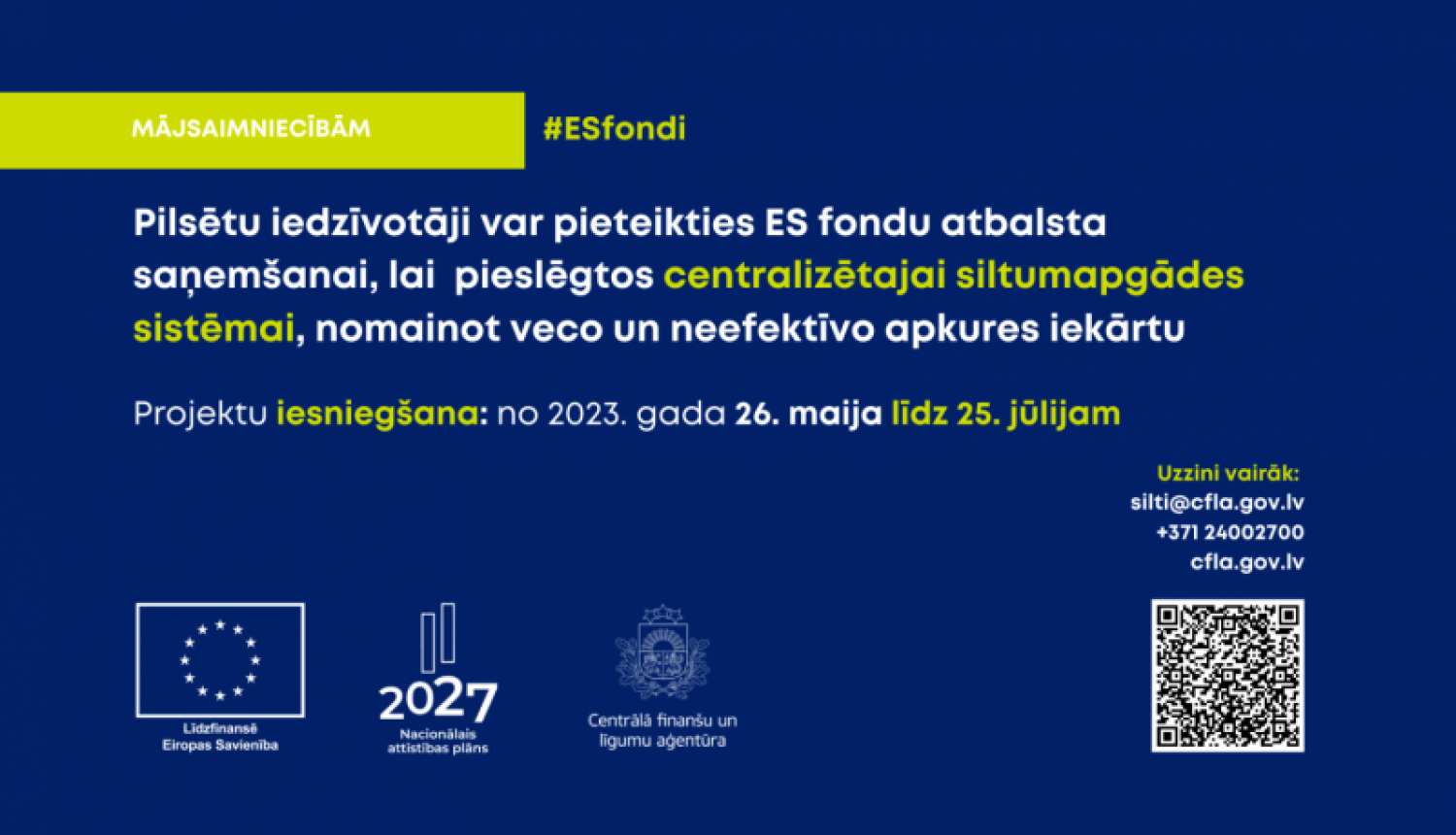 CFLA sāk pieņemt iesniegumus par ES fondu atbalstu mājsaimniecību centralizētās siltumapgādes pieslēgumiem